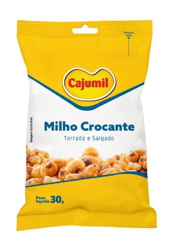 Milho crocante torrado e salgado com 30g - Cajumil