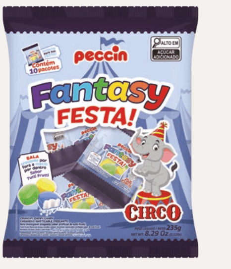 Bala Mastigavel Fantasy Festa Circo com 235g com 10 pacotinhos de 23,5g cada