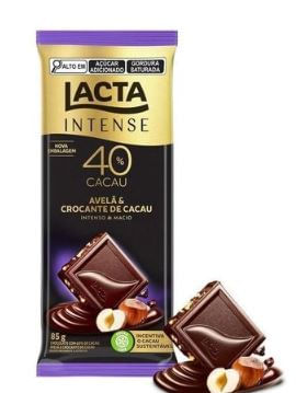 Barra de chocolate intense sabor Avelã & Crocante de Cacau com 85g - Lacta