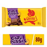 Barra de chocolate ao leite com castanha de caju e uva passa 80g - Garoto