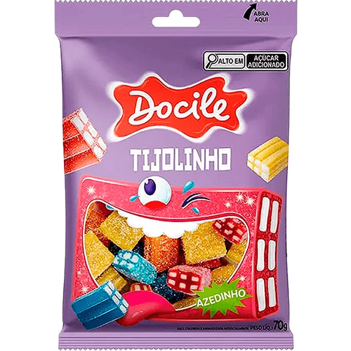 Canudinho Tijolinho Azedinho Bites Size com 70g - Docile