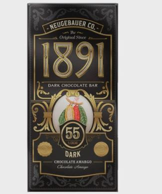 Barra de chocolate 1891 Dark 55% Cacau Chocolate Amargo 90g - Neugebauer