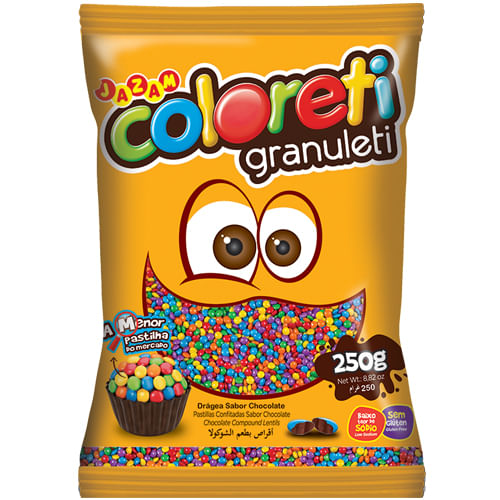 Pastilhas de chocolate granuleti 250g - Coloreti