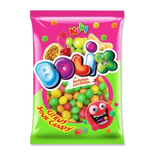 Bala de goma bolix confeitada sabor sortida azedinho 500G- Kuky