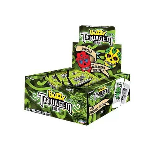 Chiclete Tatuagem Tribal sabor hortela caixa com 360g - Buzzy