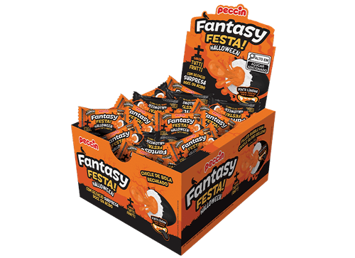 Chiclete sabor Tutti-frutti com recheio surpresa doce ou ácido com 40unidades com 200g - Fantasy  Halloween