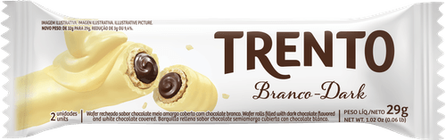 Chocolate sabor Chocolate Branco Dark com 16 unidades com 29g - Trento