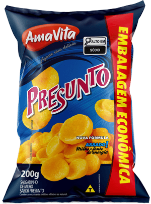 Salgadinho de Milho sabor Presunto com 200g -Amavita