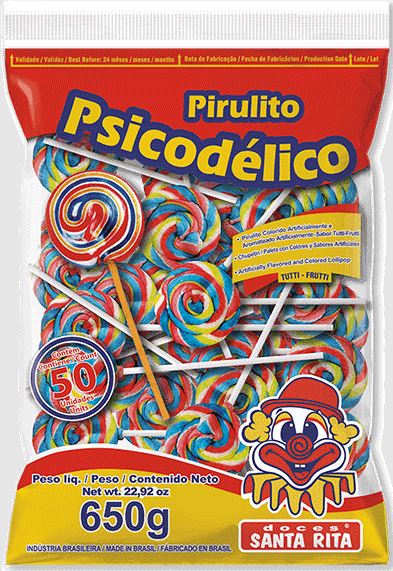 Pirulito Psicodélico sabor Tutti-frutti com 650g - Santa Rita