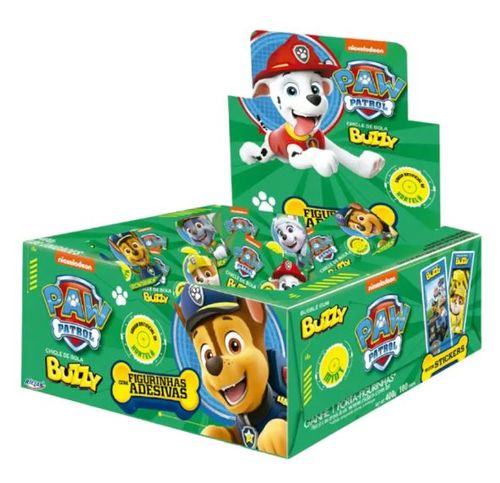 Chiclete Paw Patrol com tatuagem sabor hortela caixa com 360g - Buzz