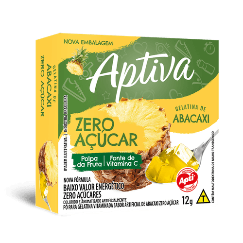 Gelatina zero açucar sabor abacaxi com 12g -Aptiva