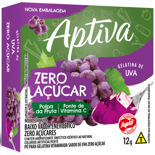 Gelatina zero açucar sabor uva com 12g -Aptiva