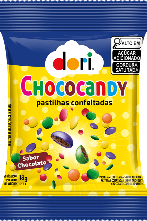 Pastilhas confeitadas Chococandy sabor chocolate com 24 unidades de 18g -Dori