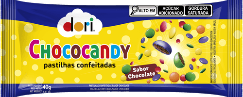 Pastilhas confeitadas Chococandy sabor chocolate com 18 unidades de 40g -Dori