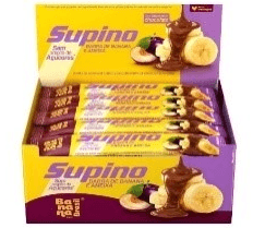 Barra de frutas com cobertura de chocolate sabor Banana e Ameixa Zero Açucares caixa com 20 unidades  - Supino