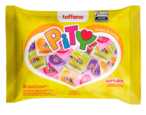 Pirulito do Coração Pop Pity sortidos com 200g - Toffano