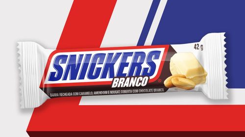 Barra de chocolate branco caixa com 20 unidades com 42g - Snickers