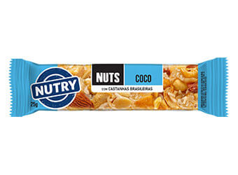 Nuts coco com castanhas Brasileiras com 12 barrinhas com 25g cada -Nutry