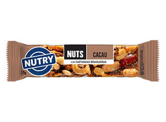 Nuts cacau com castanhas Brasileiras com 12 barrinhas com 25g cada -Nutry