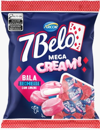 Bala sabor Framboesa mega creamy pacote com 500g - 7 Belo