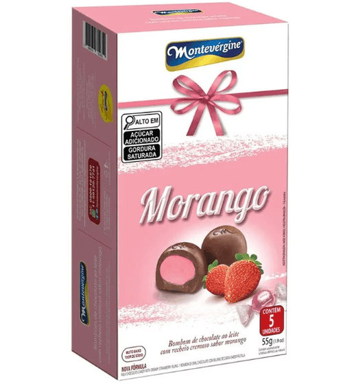 Bombom de chocolate ao leite sabor com recheio de morango 55g - Montevergine