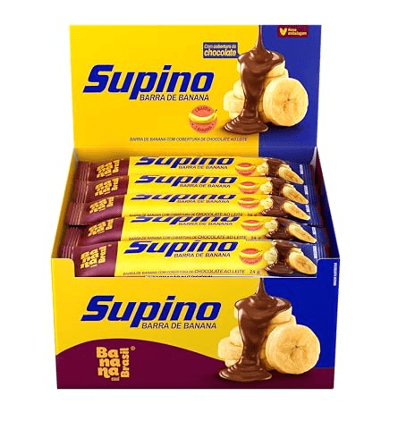 Barra de frutas com cobertura de chocolate sabor Banana caixa com 20 unidades de 24g - Supino