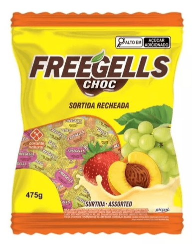 Bala sabor sortido com chocolate branco Pacote com 475g - FreeGells