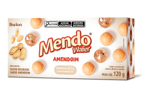 Wafer recheado sabor amendoim com 120g - Mendo Wafer