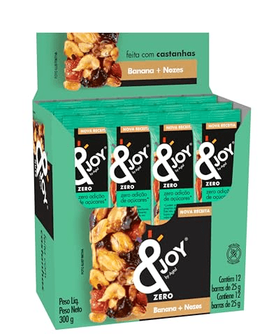 Barra de cereal zero com banana e nozes caixa com 12 unidades de 25g - Nuts&Joy