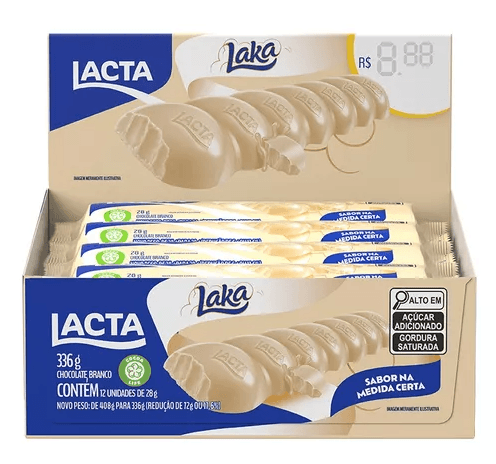 Barra de chocolate branco caixa com 12 unidades de 28g - Laka