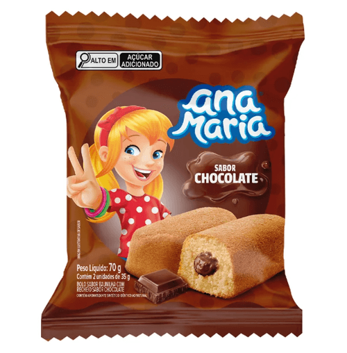 Bolinho sabor baunilha com recheio de chocolate 70g - Ana Maria