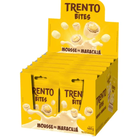 Chocolate sabor mousse de Maracujá caixa com 12 unidades de 40g - Trento Bites