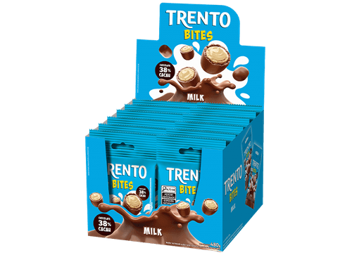 Chocolate sabor Milk caixa com 12 unidades de 40g  - Trento Bites