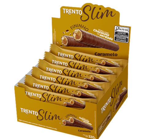 Chocolate ao leite sabor caramelo caixa com 16 unidades de 20g - Trento Slim