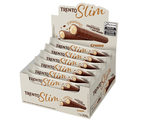 Chocolate ao leite sabor creme caixa com 16 unidades de 20g - Trento Slim