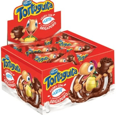 Chocolate sabor Brigadeiro caixa com 24 unidades de 11,5g - Tortuguita