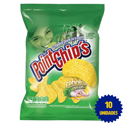 Kit com 10 un Batata Frita Ondulada Cebola e Salsa 40g - Point Chips