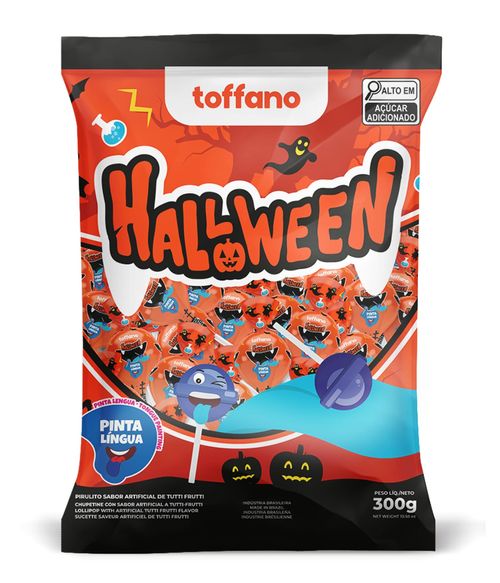 Pirulito Halloween Pinta Língua com 300g - Toffano