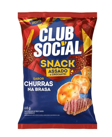Snack salgado sabor churrasco na brasa com 68g - Club Social