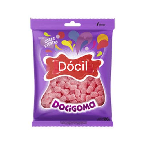 Bala Docigoma Cores e Festas mini sino rosa com 500g - Docile