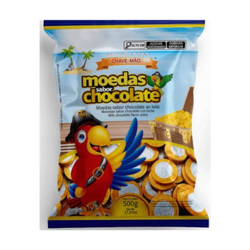 Moedas sabor chocolate ao leite pacote com 500g - Ki-Kakau