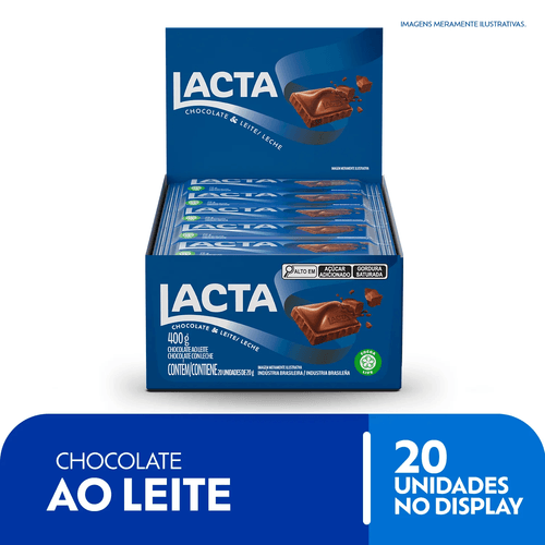 Chocolate ao Leite caixa com 20 unidades de 20g - Lacta