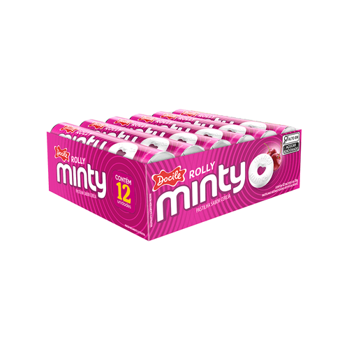 Pastilha Rolly Minty sabor cereja caixa com 12 unidades de 29g - Docile