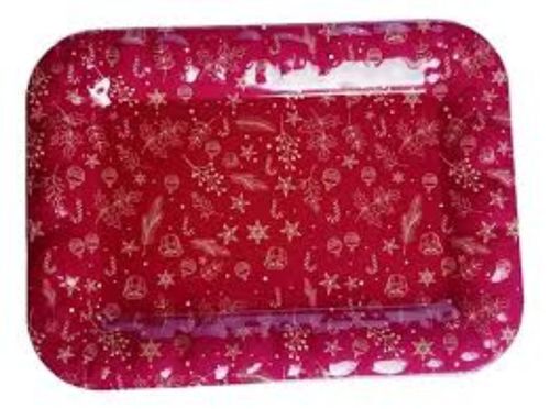 Bandeja vermelha com figuras natalinas de plástico quadrada de 37,5cmx27,5cm -Sweet Sakura